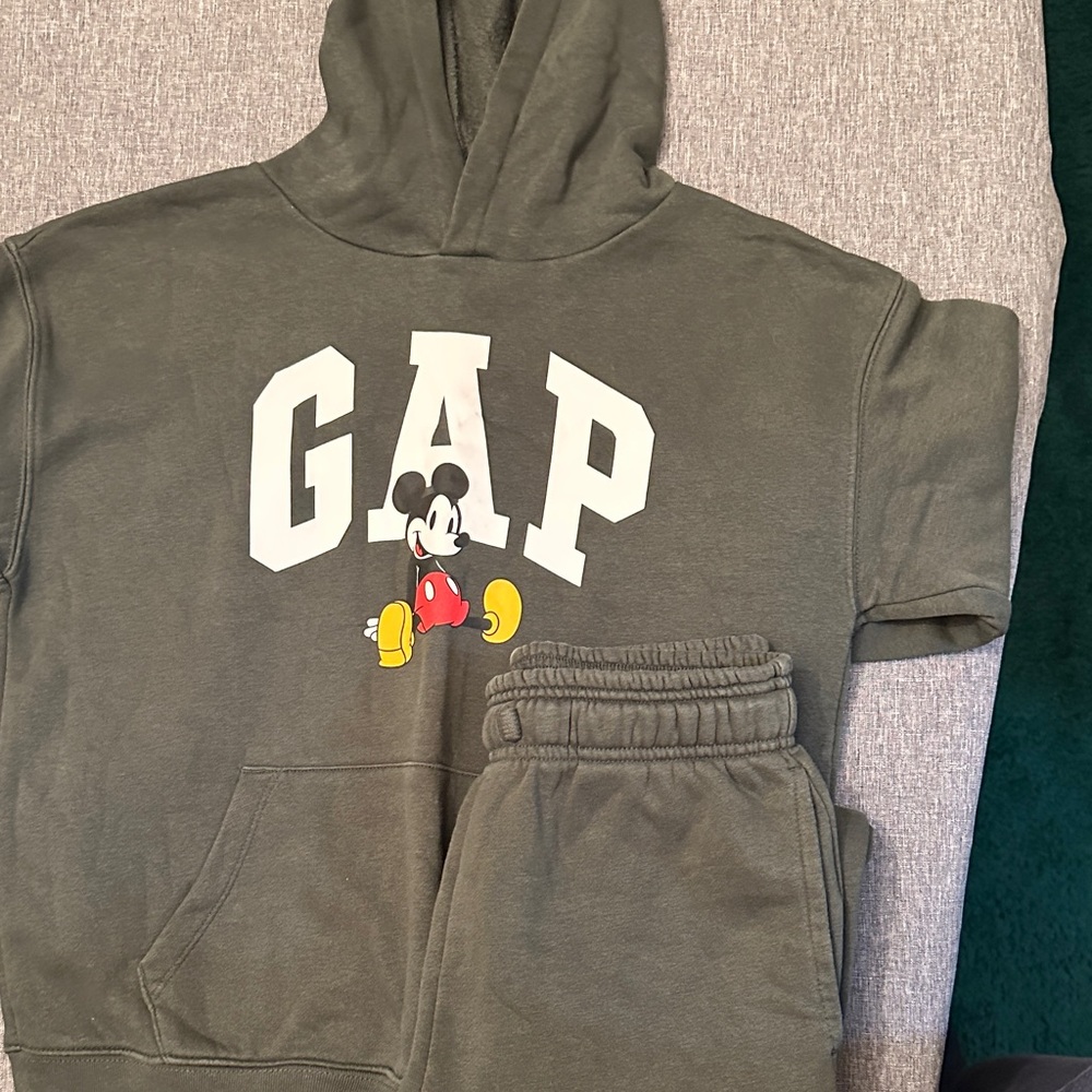GAP Kids Dark Green Hoodie with Mickey Mouse